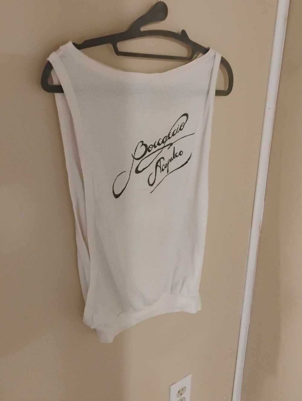 Vintage White Tank Top with Black Script Logo